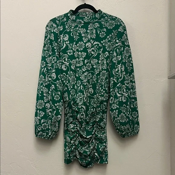 zara green knot dress Zara Women's NWT Jacquard Knot Front Midi Dress Khaki Green Floral Siz main image 0